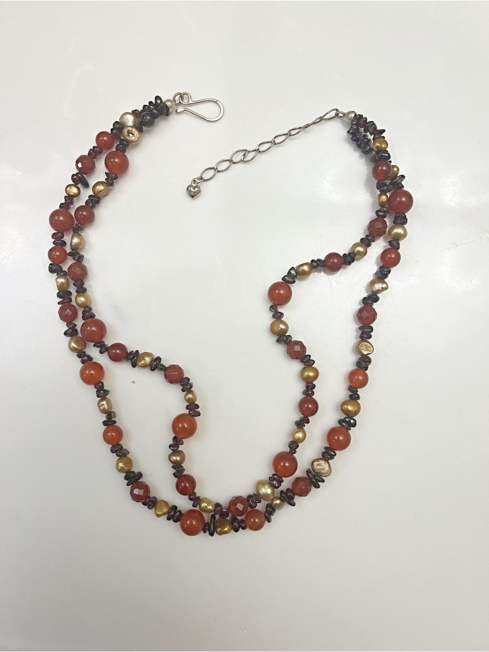 Jay King Multi-Strand Carnelian & Pearl Necklace - Red, Gold, Brown